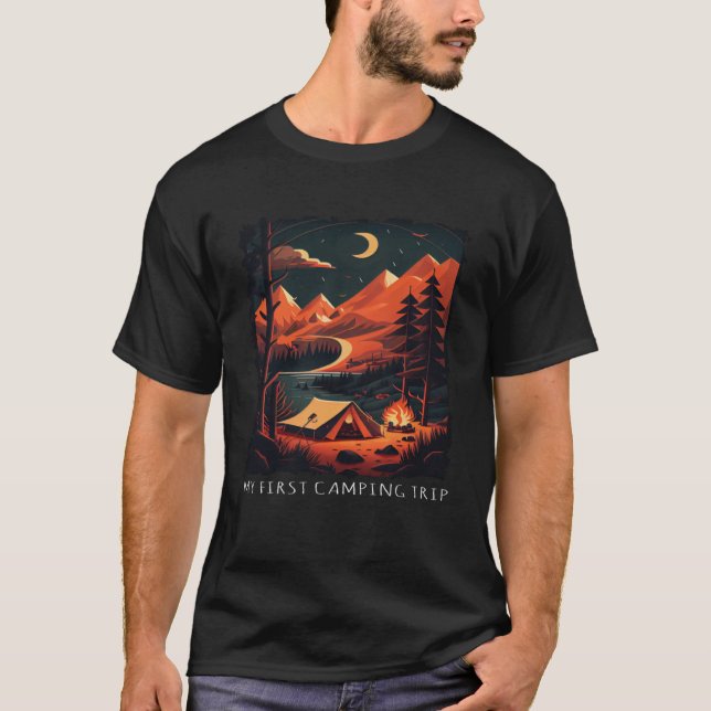 T-shirt Mon premier camping Voyage Rétro camping (Devant)