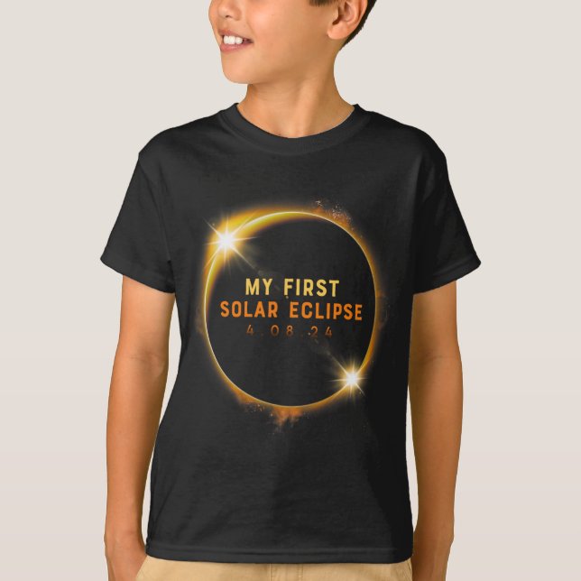 T-shirt Mon premier Éclipse Solaire Garçons Filles 2024 Éc (Devant)