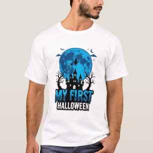 T-shirt Mon premier Halloween Vintage Château Hanté Bébé S