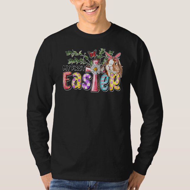 T-shirt Mon premier lapin de Pâques Messy Bun Bunny Chasse (Devant)