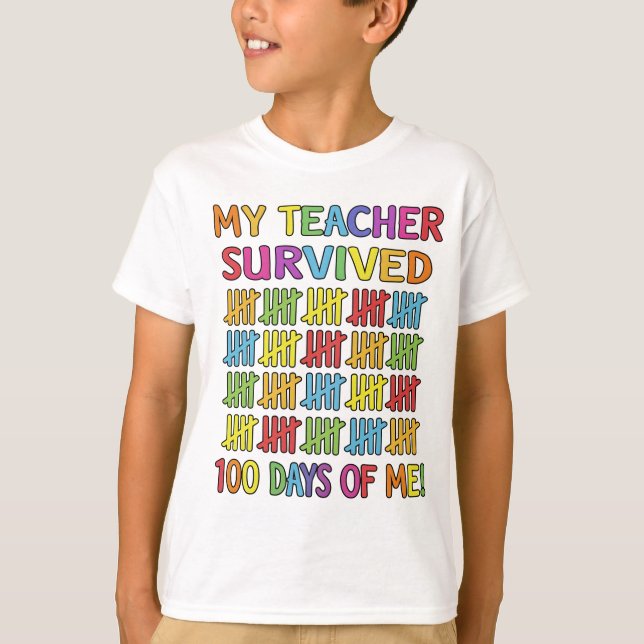 T-shirt Mon professeur a survécu 100 jours de moi drôle éc (Devant)