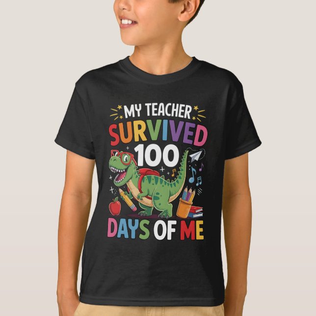 T-shirt Mon professeur a survécu 100 jours de mon école de (Devant)