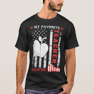 T-shirt Mon Professeur Préféré M'Appelle Maman USA Drapeau