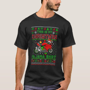 T-shirt Mon pull de pyjama de Noël Santa Renne Moto B