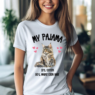 T-shirt Mon pyjama : 10% Coton, 90% Maine Coon Cheveux