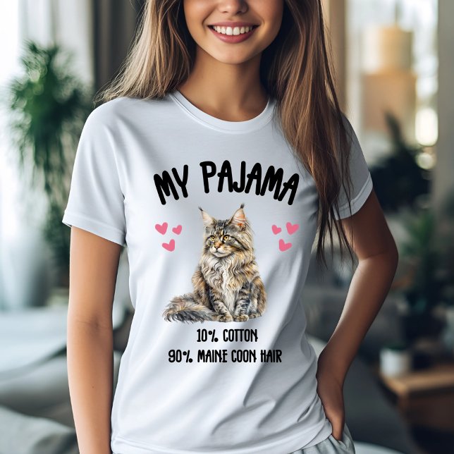T-shirt Mon pyjama : 10% Coton, 90% Maine Coon Cheveux (Créateur téléchargé)