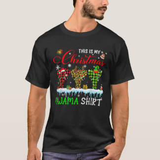 T-shirt Mon pyjama de Noël carreau rouge Santa renne elfe