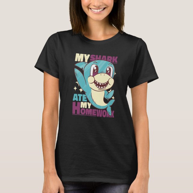 T-shirt Mon requin a mangé mes devoirs pour les étudiants (Devant)