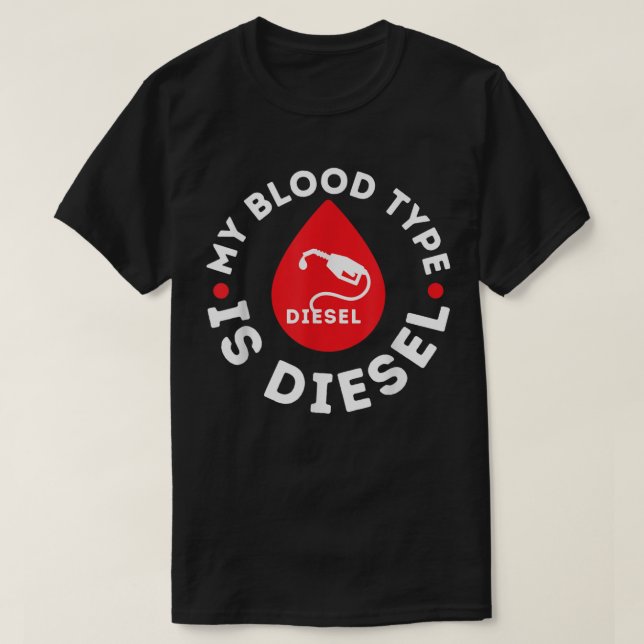 T-shirt Mon Sang Est Diesel, Réparateur Mécanique Diesel (Design devant)