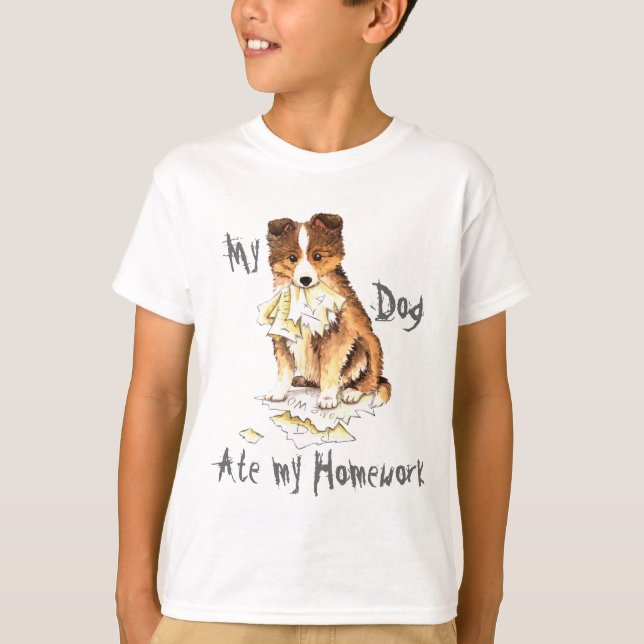 T-shirt Mon Sheltie a mangé mon travail (Devant)