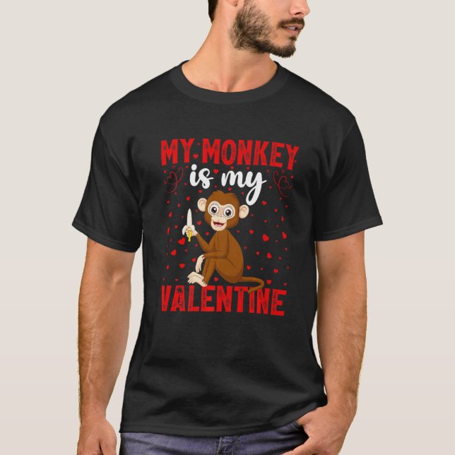 T-shirt Mon Singe Est Mon Saint Valentin Amour Coeur Singe (Devant)