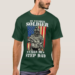T-shirt Mon Soldat préféré m'appelle Étape Papa Soldat Pap