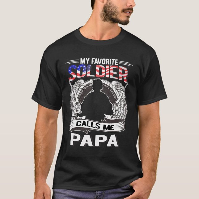 T-shirt Mon Soldat Préféré M'Appelle Papa Fière Armée Gran (Devant)