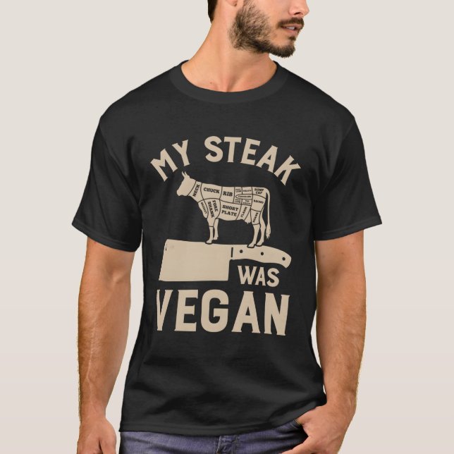 T-shirt Mon Steak Était Vegan (Devant)
