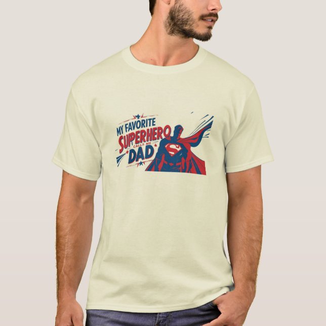 T-shirt Mon super-héros préféré m'appelle Papa - Père héro (Devant)
