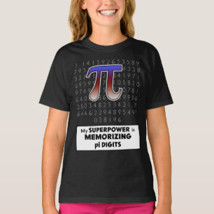 T-shirt Mon super-pouvoir mémorise les chiffres Pi