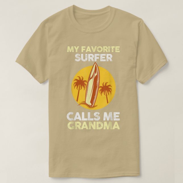 T-shirt Mon surfeur préféré m'appelle Grand-mère  (Design devant)