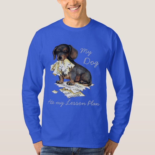 T-shirt Mon teckel a mangé mon plan de cours (Devant)