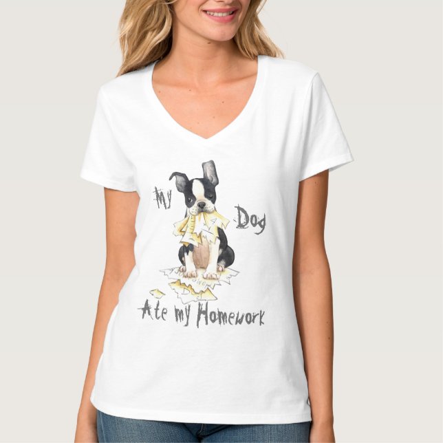 T-shirt Mon Terrier de Boston a mangé mes devoirs (Devant)