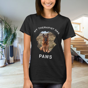 T-shirt Mon thérapeute a des pattes photo de chien noir