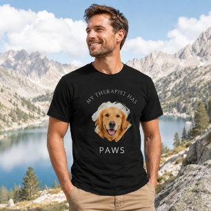 T-shirt Mon thérapeute a des pattes Photo Golden Retriver