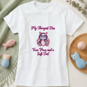 T-shirt Mon Thérapeute a Quatre Pattes Amateur de Chat à Q