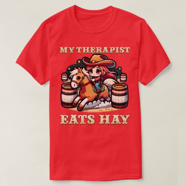 T-shirt Mon Thérapeute Mange Du Poil I Amateurs équestres  (Design devant)