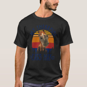 T-shirt Mon Thérapeute Mange Hay Cheval Vintage Horseback