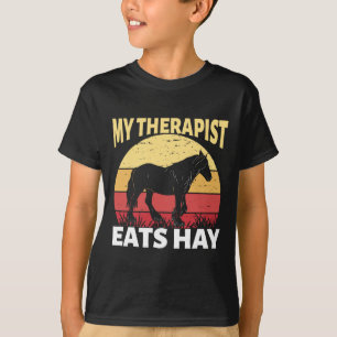 T-shirt Mon Thérapeute Mange Hay Horse Equestre Horseback