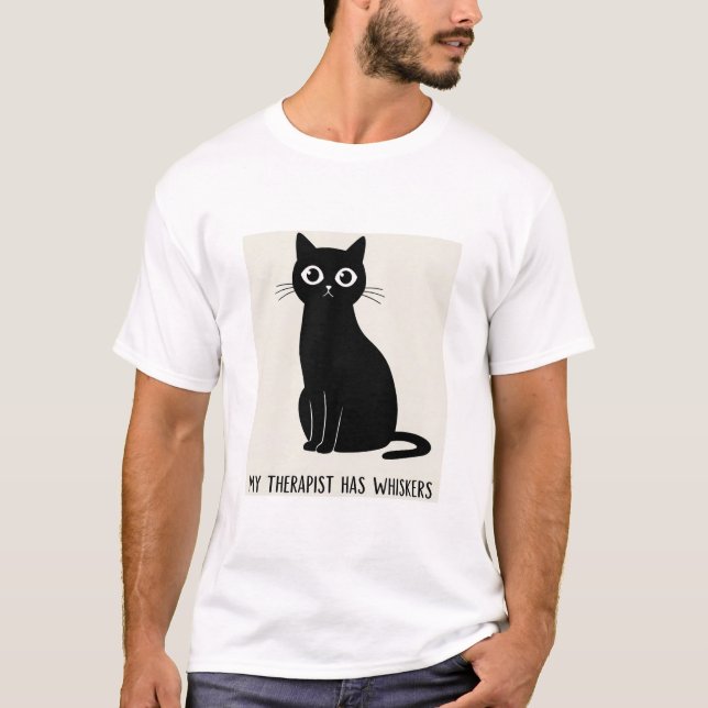 T-shirt Mon Thérapiste A Des Whiskers Drôle Chat (Devant)
