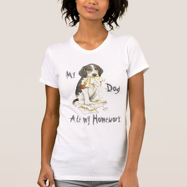 T-shirt Mon Trek Walker Coonhound Ate mes devoirs (Devant)