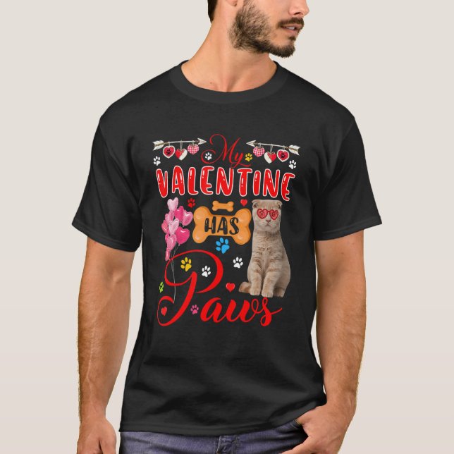 T-shirt Mon Valentine A Papes Scottish Fold Cat Lunettes d (Devant)