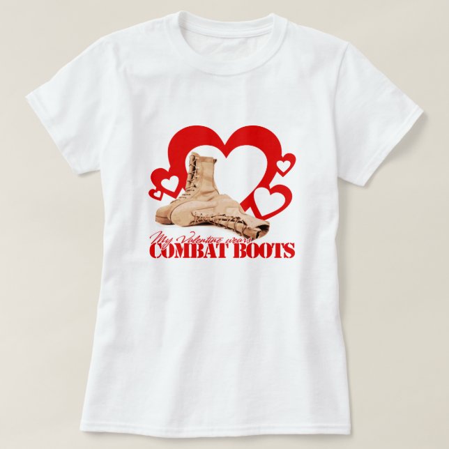 T-shirt Mon Valentine porte des bottes de combat (Design devant)