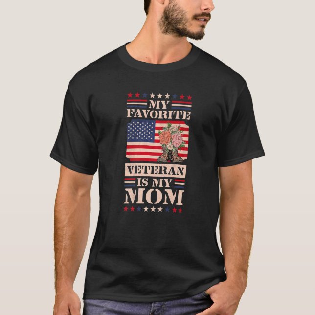T-shirt Mon vétéran favori est ma maman, la fête des vétér (Devant)