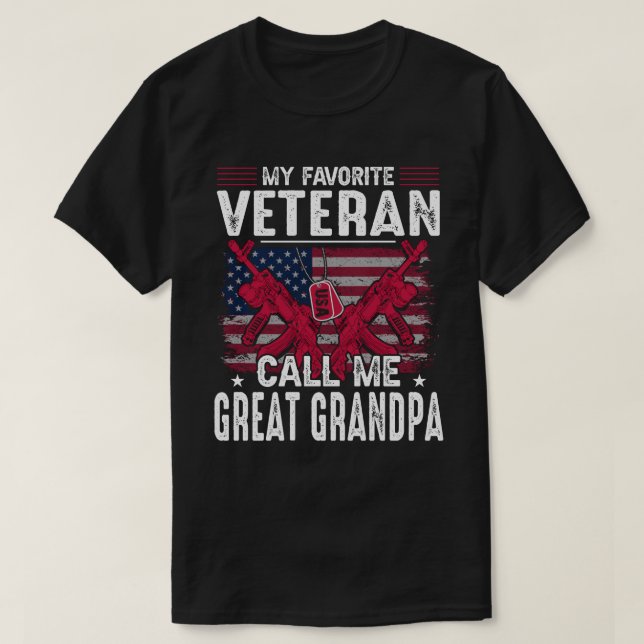 T-shirt Mon vétéran favori m'appelle grand vétéran GRANDPA (Design devant)