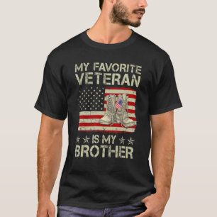 T-shirt Mon Vétéran Préféré Est Mon Frère Bottes De Combat