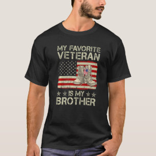 T-shirt Mon Vétéran Préféré Est Mon Frère Bottes De Combat