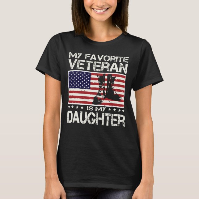 T-shirt Mon Vétérinaire Préféré Est Ma Fille Drapeau USA (Devant)