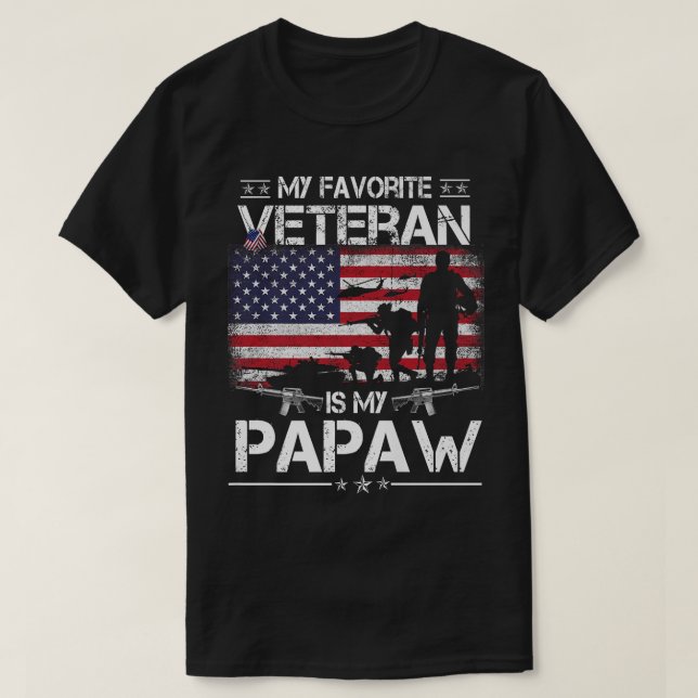 T-shirt Mon Vétérinaire Préféré Est Mon Papaw - Drapeau Pè (Design devant)