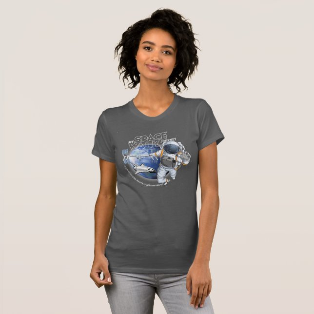 T-shirt Mon voyage dans l'espace (Mode sombre) | Femme aju (Devant entier)