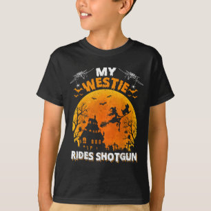 T-shirt Mon Westie Ride Shot Drôle de chien Westie Hallowe