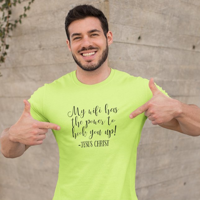 T-shirt Mon WiFi a le pouvoir Jésus Christ amusant Blanc (Créateur téléchargé)