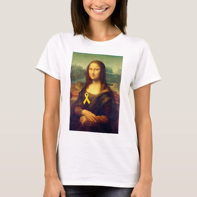 T-shirt Mona Lisa Au Ruban Jaune (Devant)
