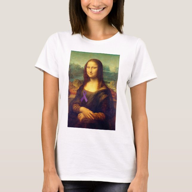 T-shirt Mona Lisa Au Ruban Violet (Devant)