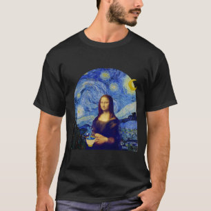 T-shirt Mona Lisa avec café dans la nuit étoilée, -