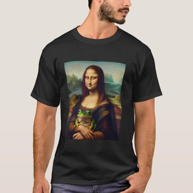 T-shirt Mona Lisa Avec Grenouille Drôle Peinture Art (Devant)