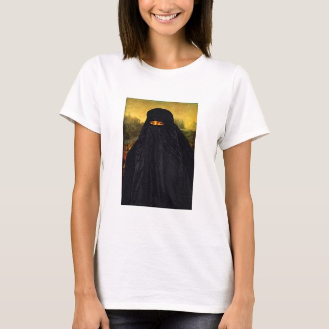 T-shirt Mona Lisa cachée derrière la burqa (Devant)