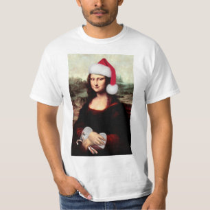 T-shirt Mona Lisa Chapeau de Père Noël Noël