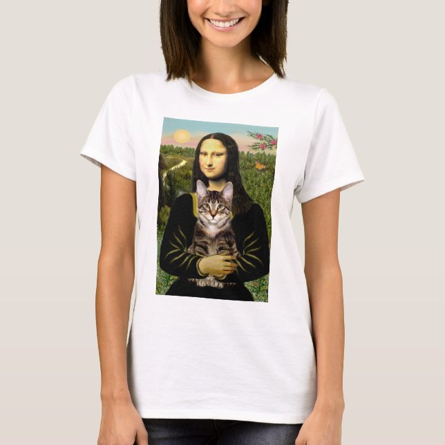 T-shirt Mona Lisa - Chat tigré tabby brun (Devant)