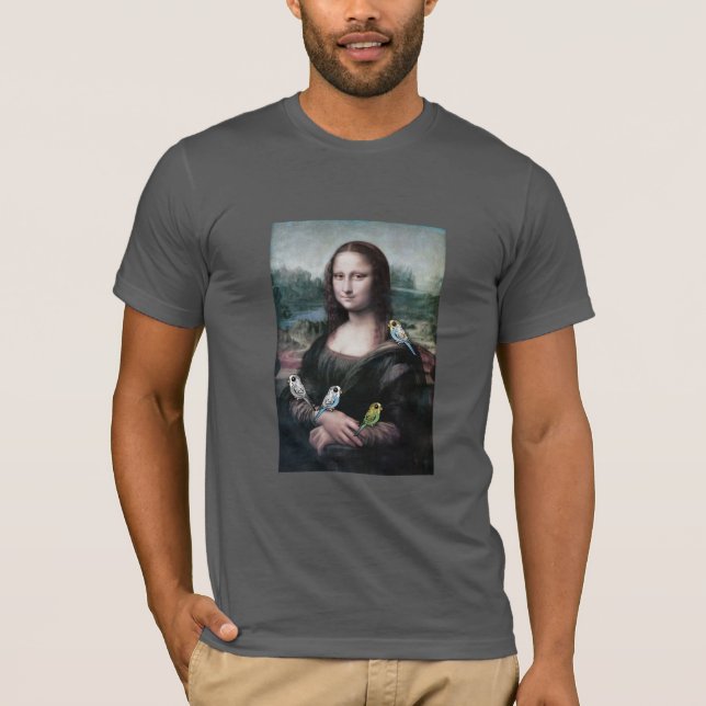 T-shirt Mona Lisa et perruches (Devant)